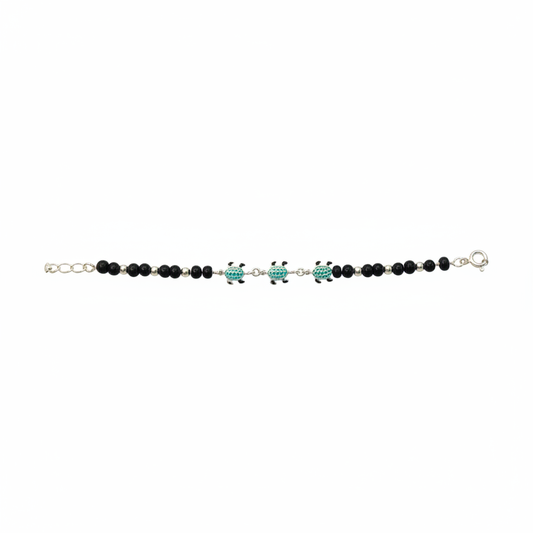 Silver Turtle Kids Bracelet - White Background Original