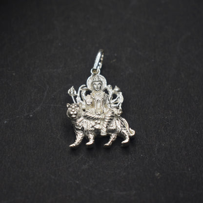 silver durga mata locket