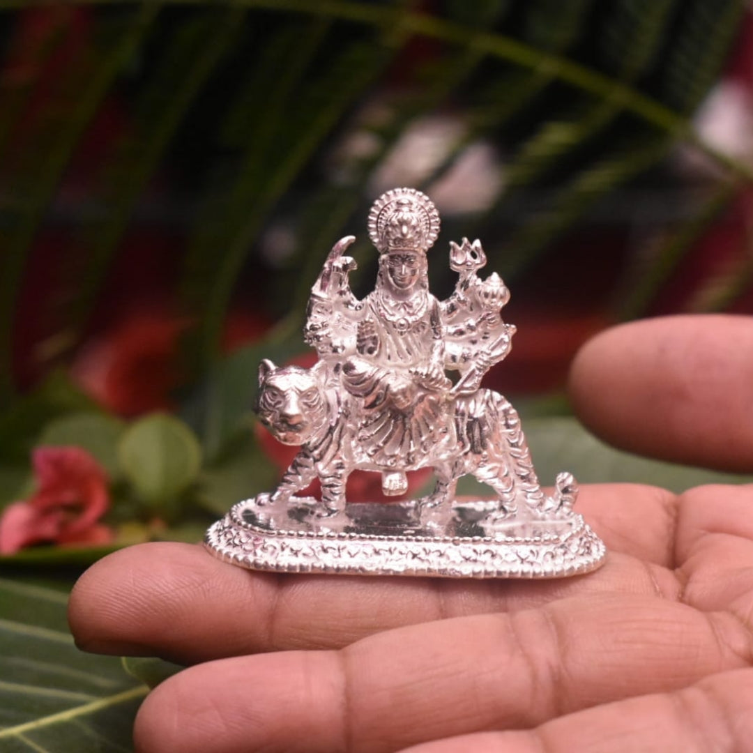Pure Silver Durga Maa Idol - Handcrafted Goddess Statue