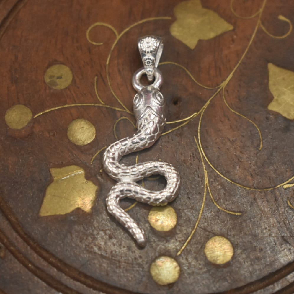 Pure Silver Snake Locket for Sarp Dosh - 4 Grams Spiritual Jewelry