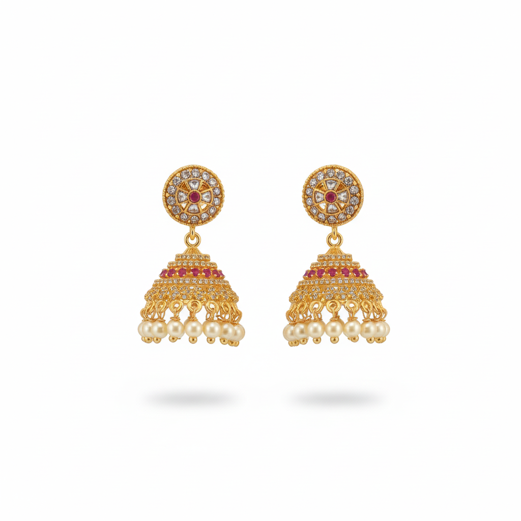 Small dome jhumka earrings