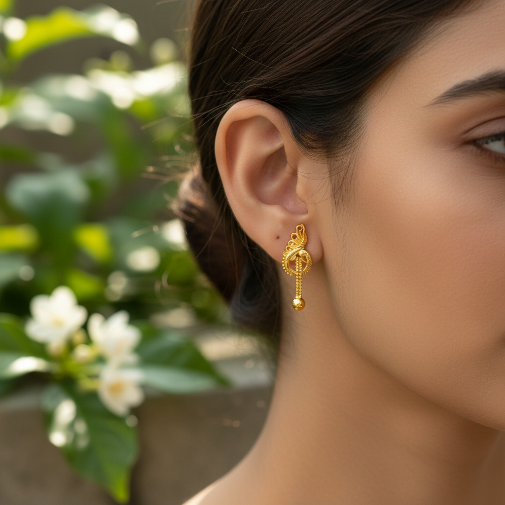 Small Peacock Stud Earrings Lifestyle Image