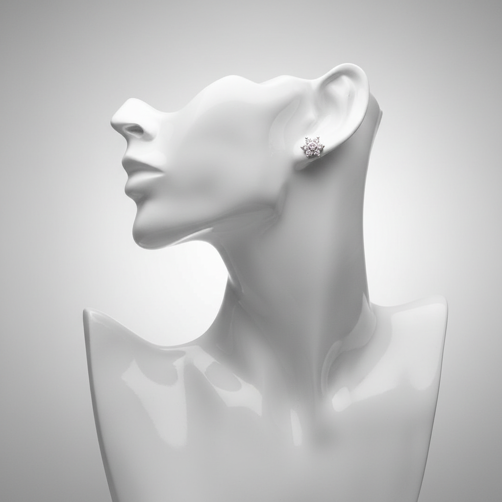 Solitaire Stud Earrings - Mannequin Display