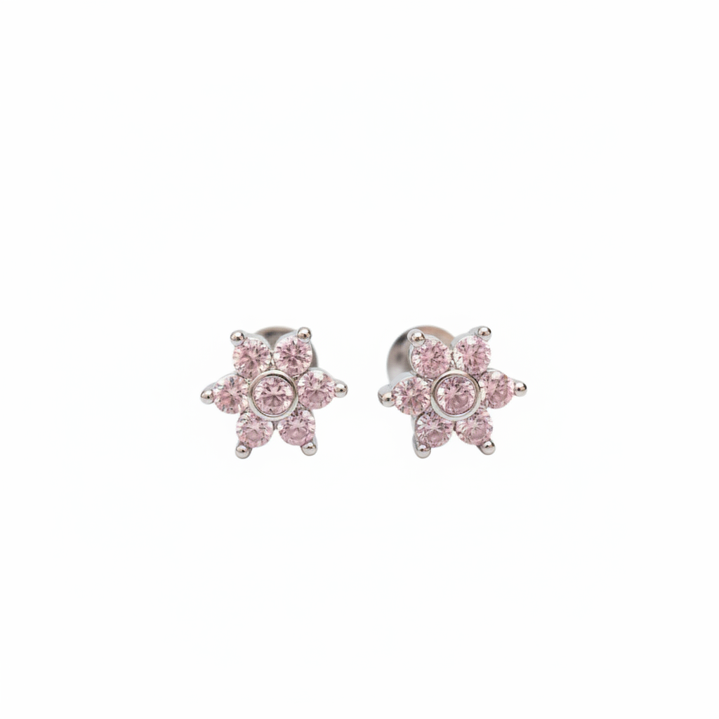 Solitaire Stud Earrings - White Background 1