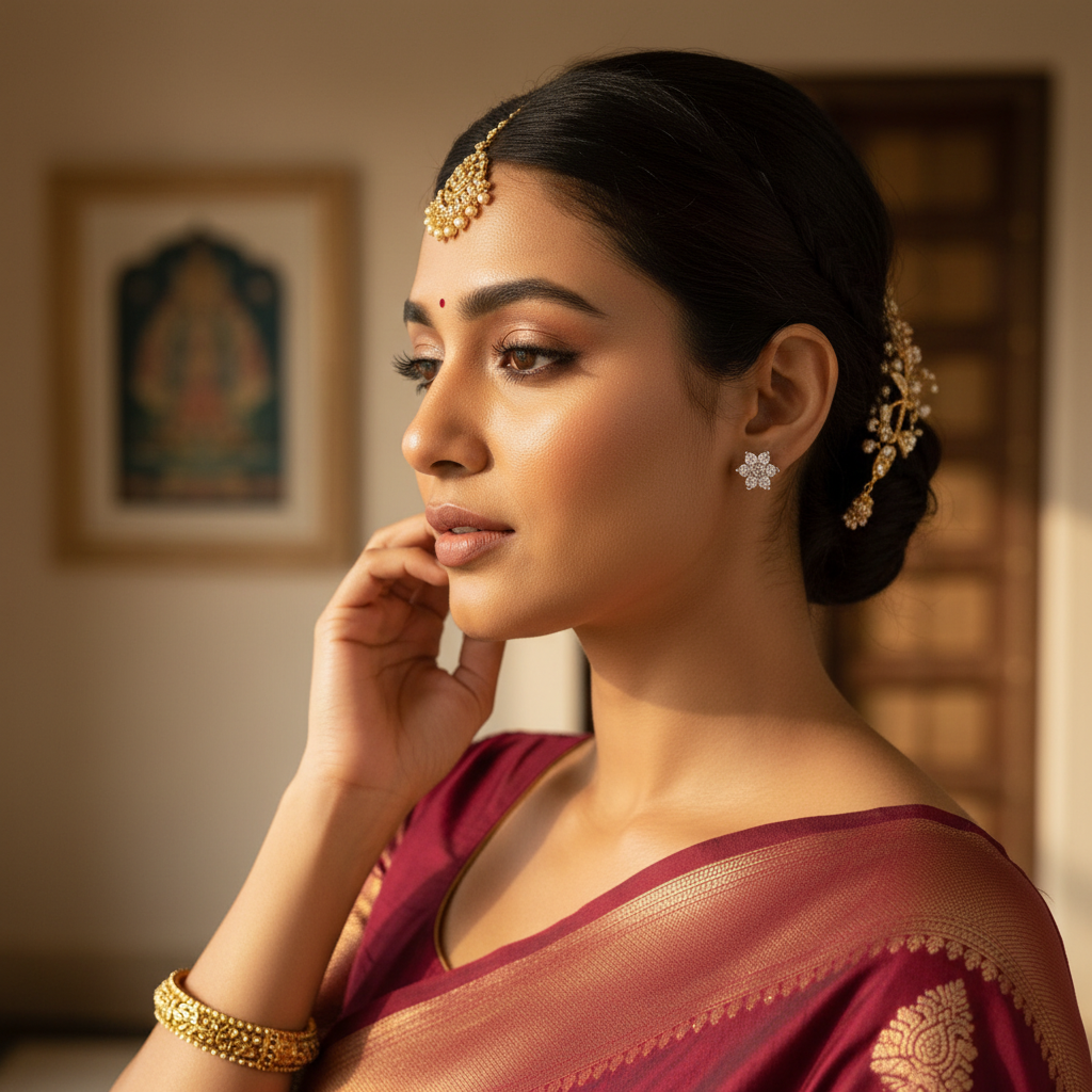 Solitaire Stud Earrings - Worn