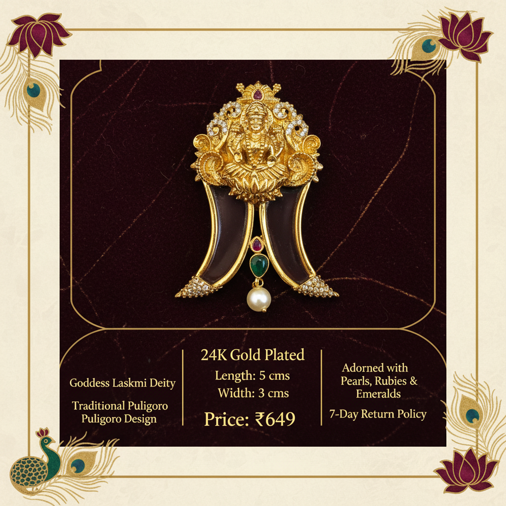 Specification image for Goddess Lakshmi pendant