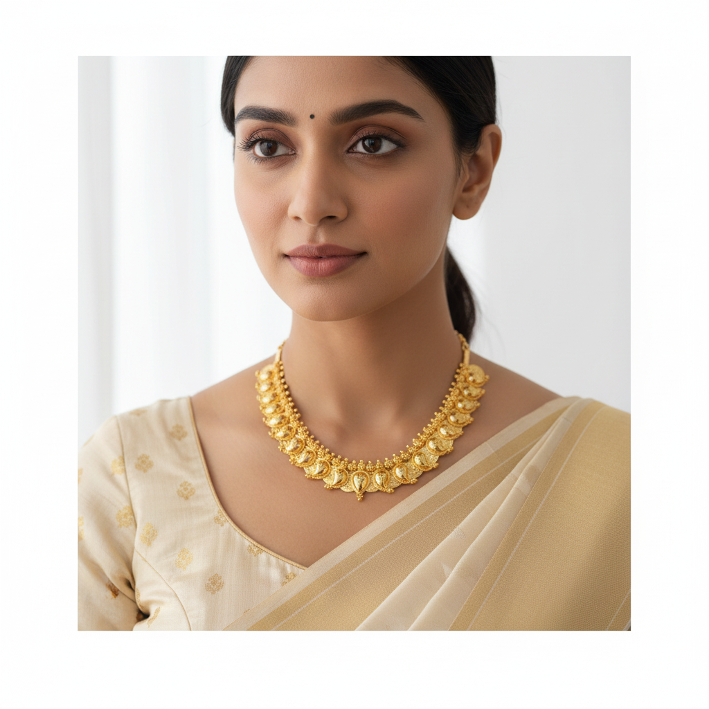 Temple Coin Necklace – Elegant Model Lifestyle