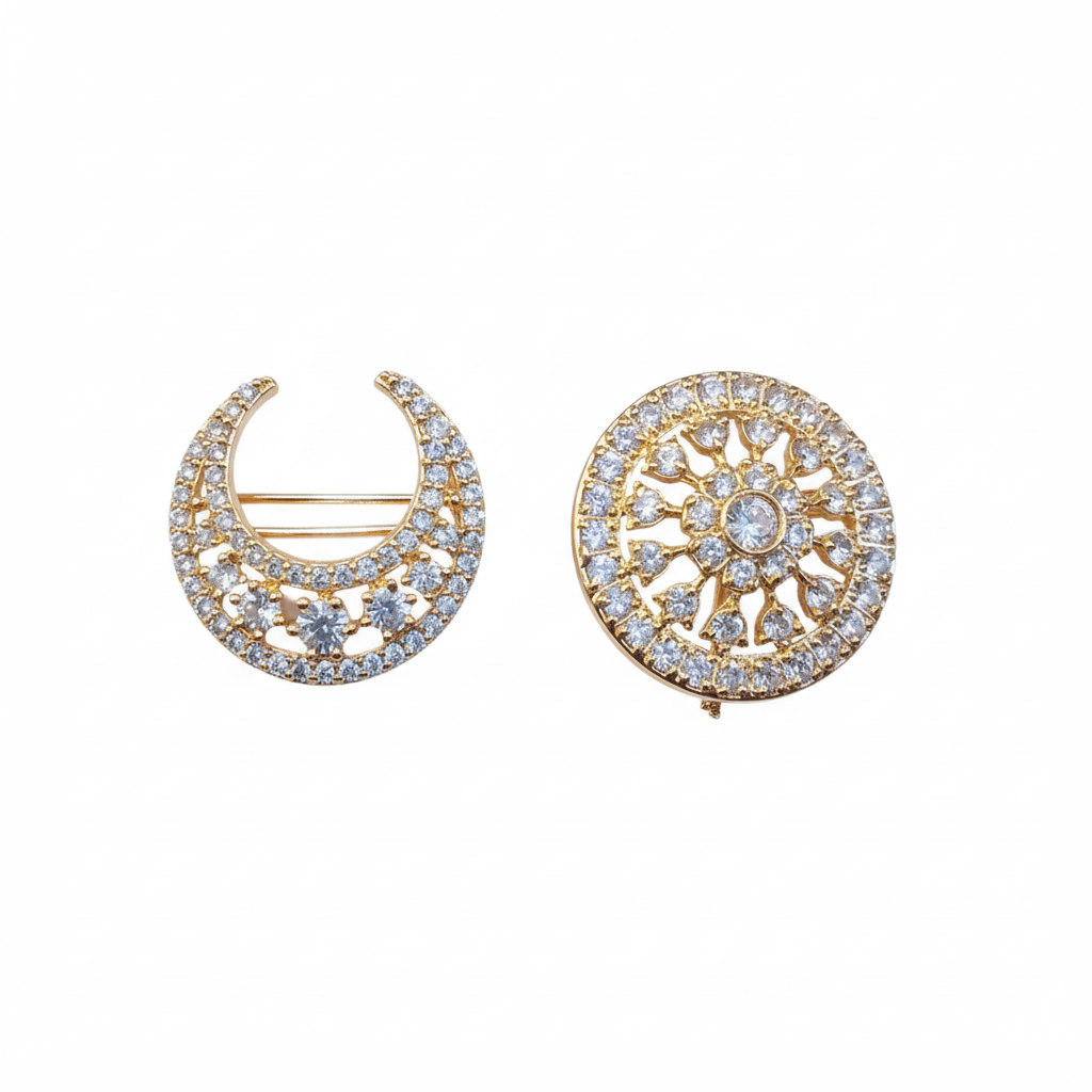 Temple jewelry brooches front view