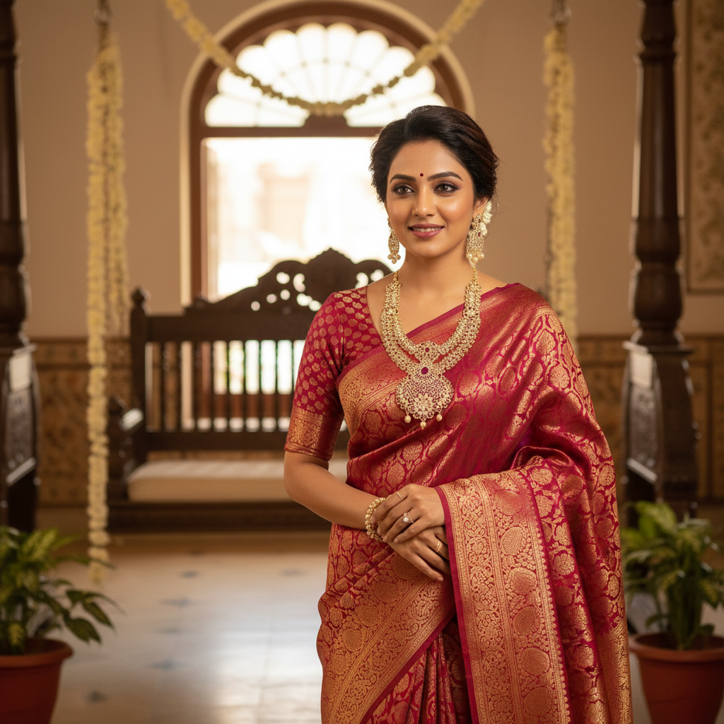 Temple Jewelry Necklace Set Lifestyle - Ruby Gemstone