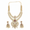Temple Jewelry Necklace Set - Ruby Gemstone White Background