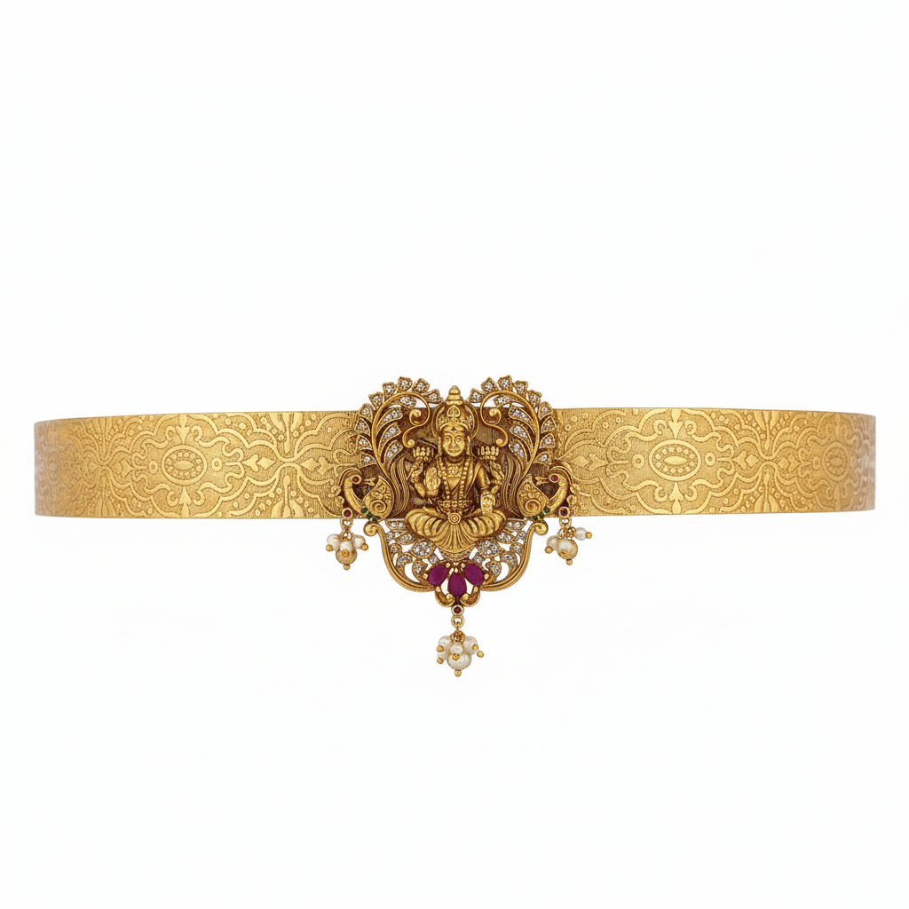 Temple jewelry waist belt on white background