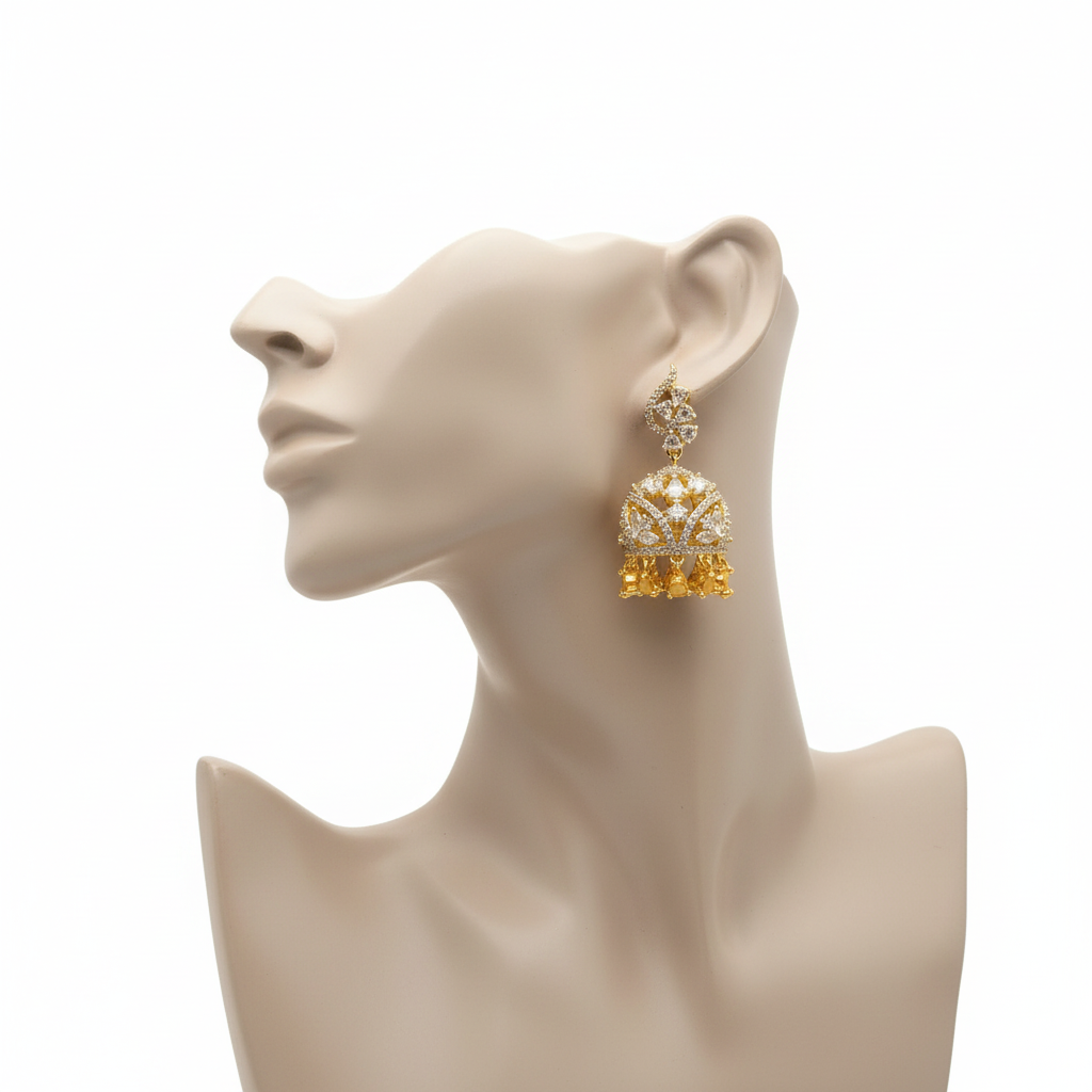 Temple Jhumka Earrings - Mannequin Display