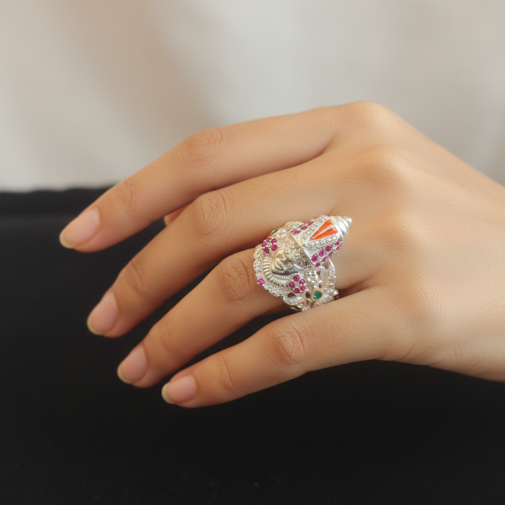 Temple Ring on Hand