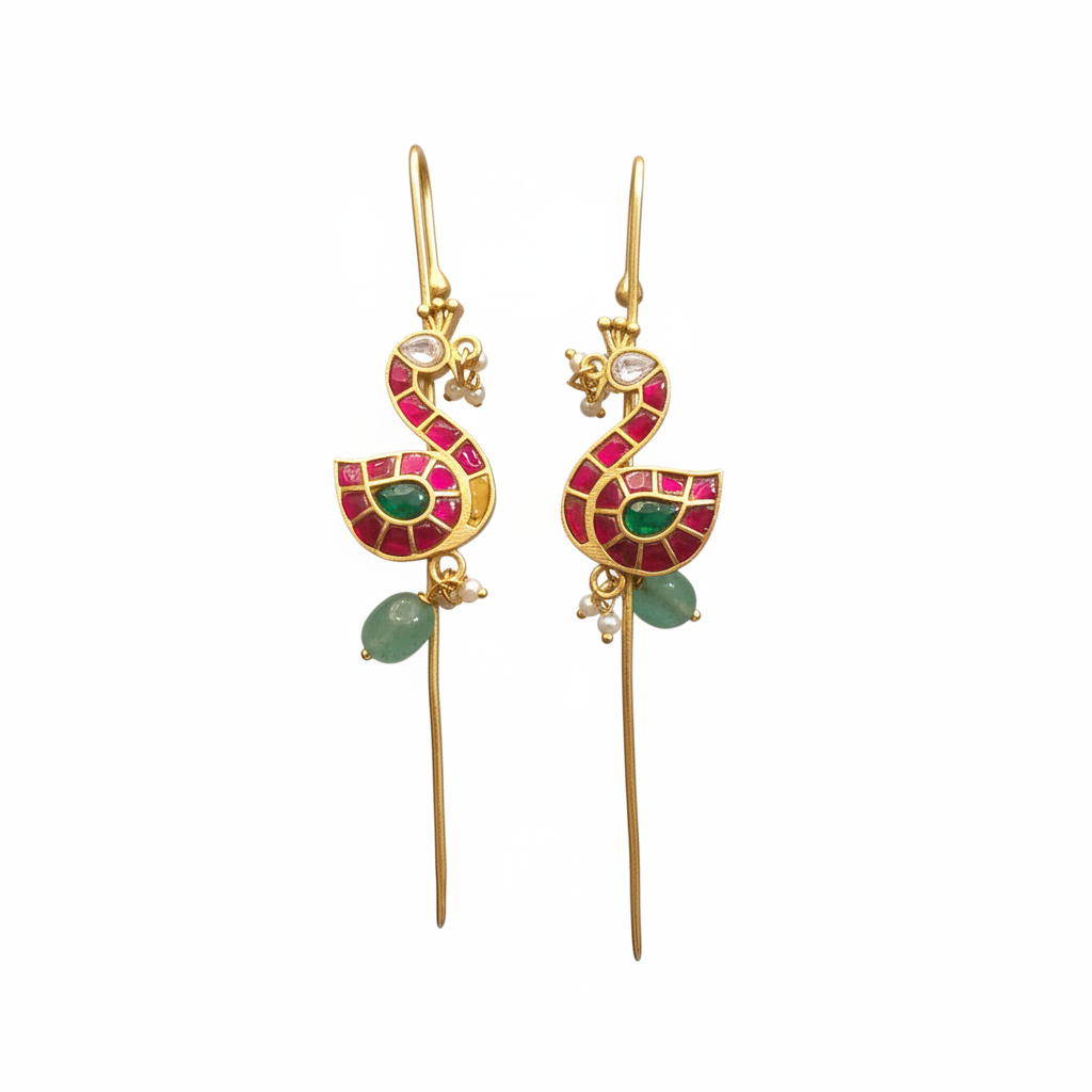 Temple Threader Earrings White Background