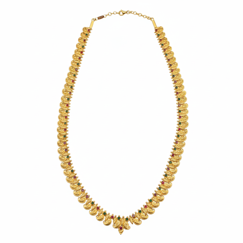 Traditional Gold Plated Mango Haram - White Background