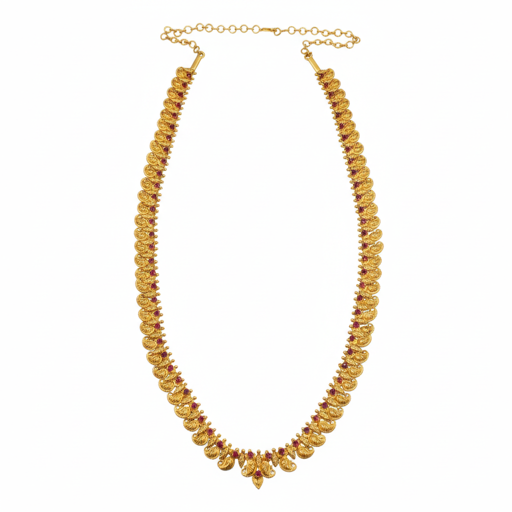 Traditional Gold Plated Mango Haram with white background