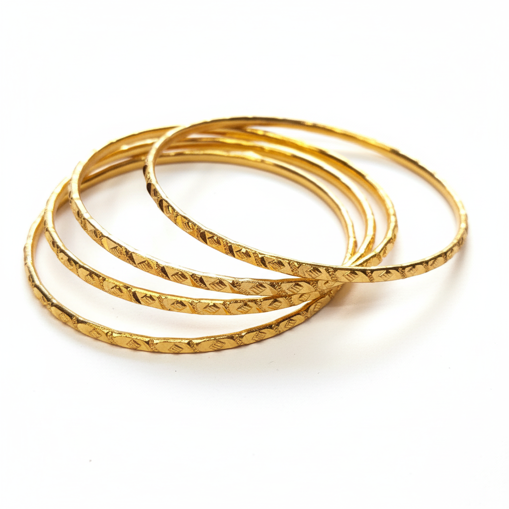 Traditional Panchaloha Bangles on White Background