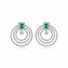 Triple Hoop CZ Earrings - Green - White Background