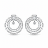 Triple Hoop CZ Earrings - White - White Background