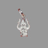 A silver pendant featuring the Trishul symbol on a red background.
