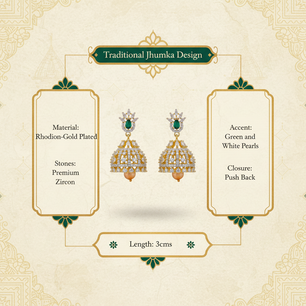 Unique specification showcase for pearl jhumka earrings