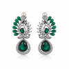 Victorian CZ Pearl Top Drop Earrings - Emerald Green - White Background