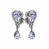 Victorian Floral Wing Earrings - White - White BG