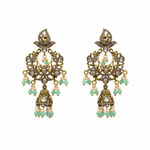 Victorian Kundan Chandbali Jhumka 