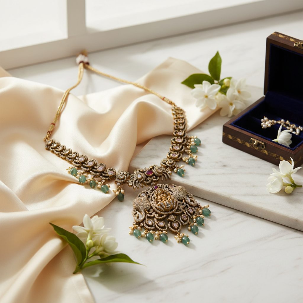 Victorian Kundan Lakshmi Necklace Lifestyle Image