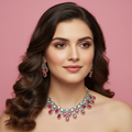 Victorian Ruby Necklace Model Wear