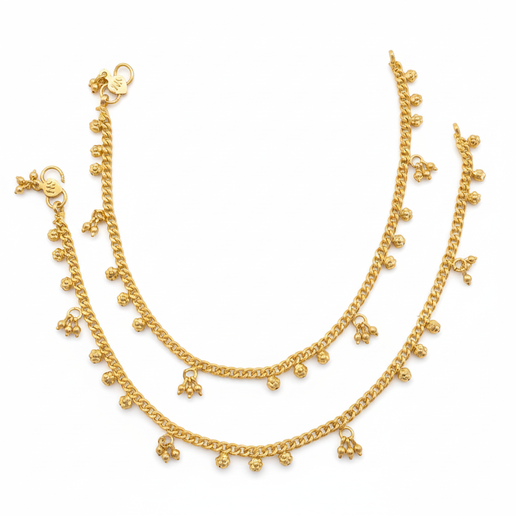 White Background Anklet - Ghungroo Bell