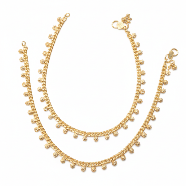 White Background Anklet - Pearl Flower