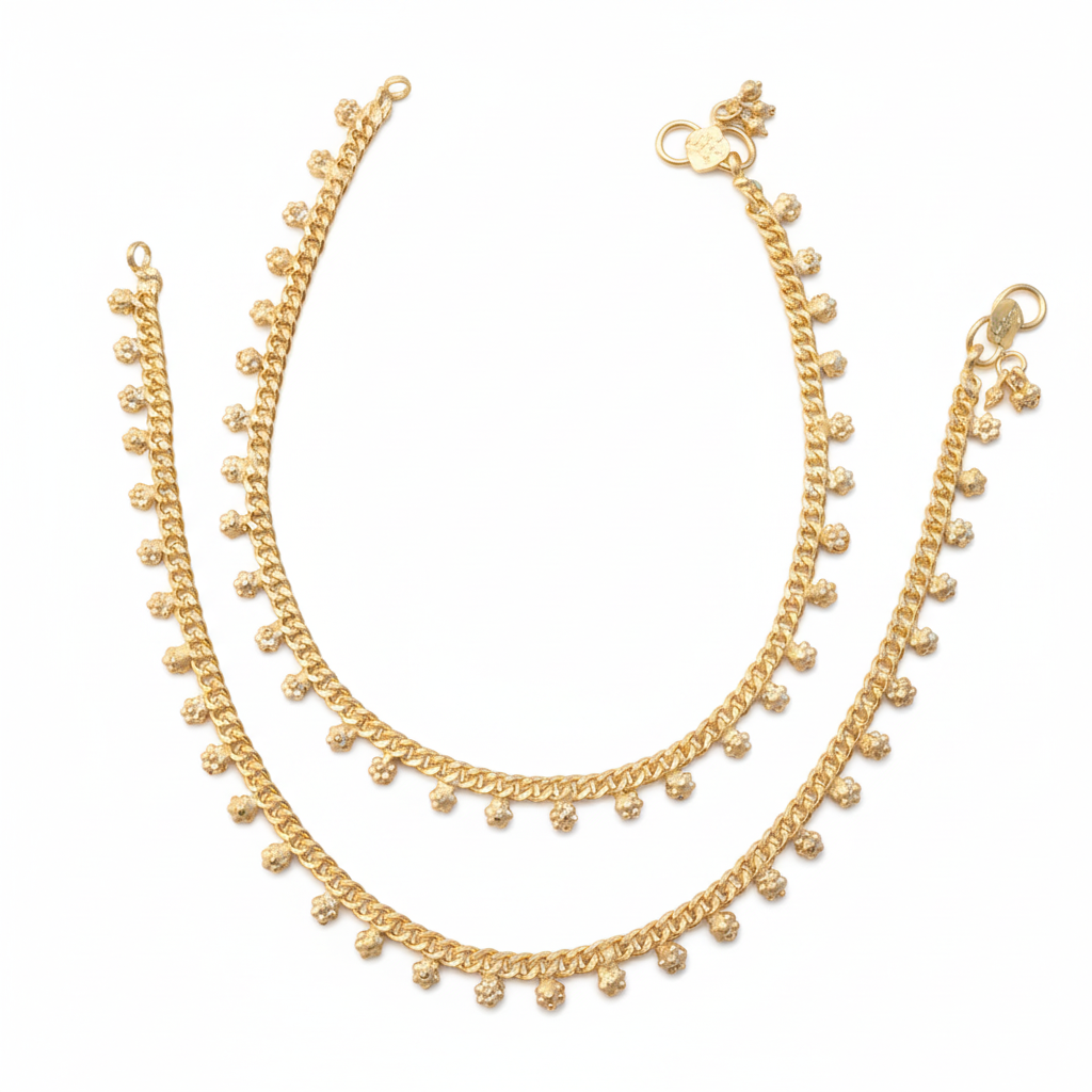 White Background Anklet - Pearl Flower