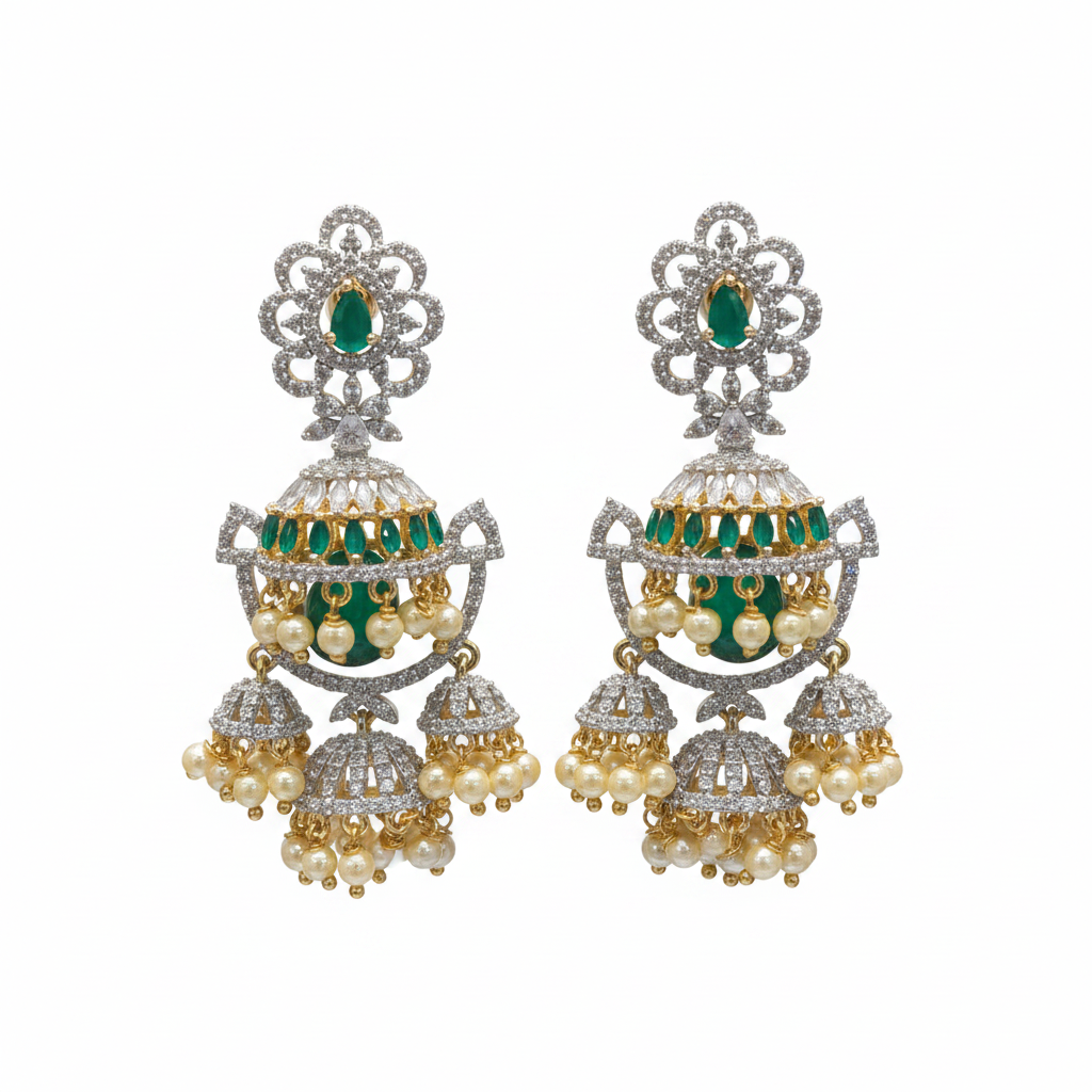 White Background - Bahubali Double Jhumka