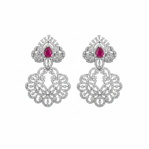 White Background - CZ Chandbali Ruby