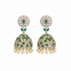 White Background - CZ Emerald Pearl Jhumka
