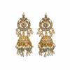 White Background - Gold Polki Chandbali Jhumka