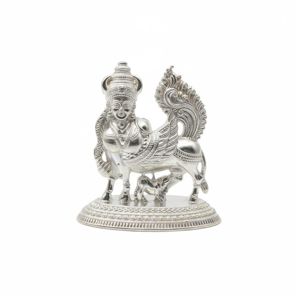 White background Kamdhenu idol