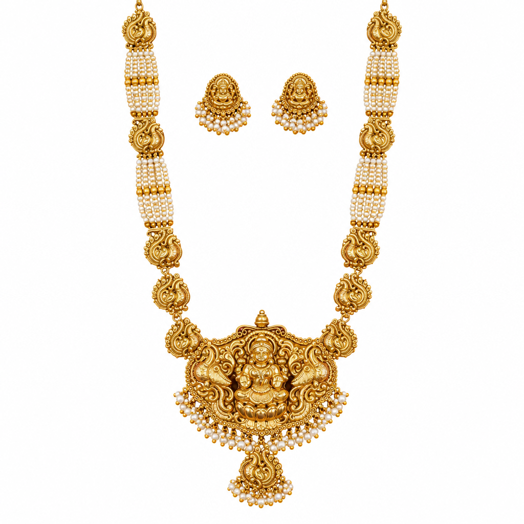 White-background necklace and earrings