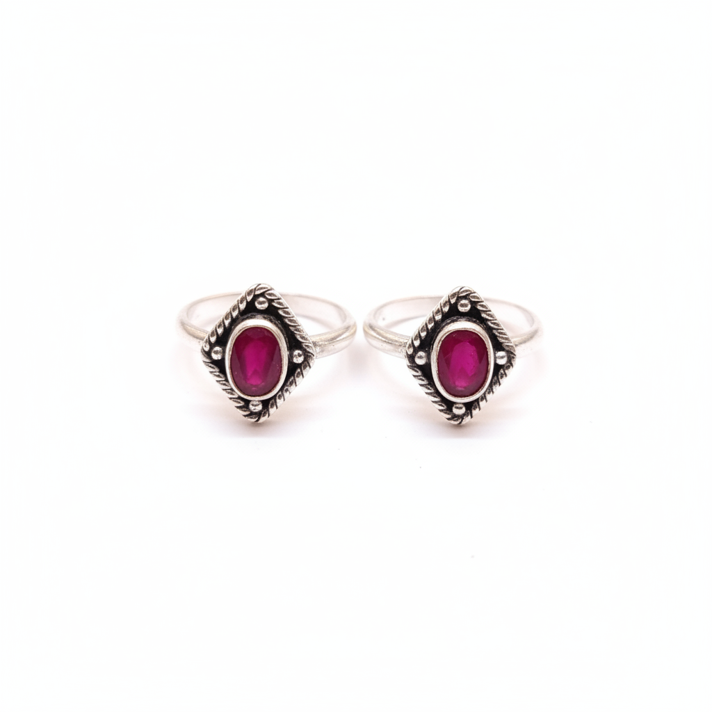 White background - Ruby toe rings