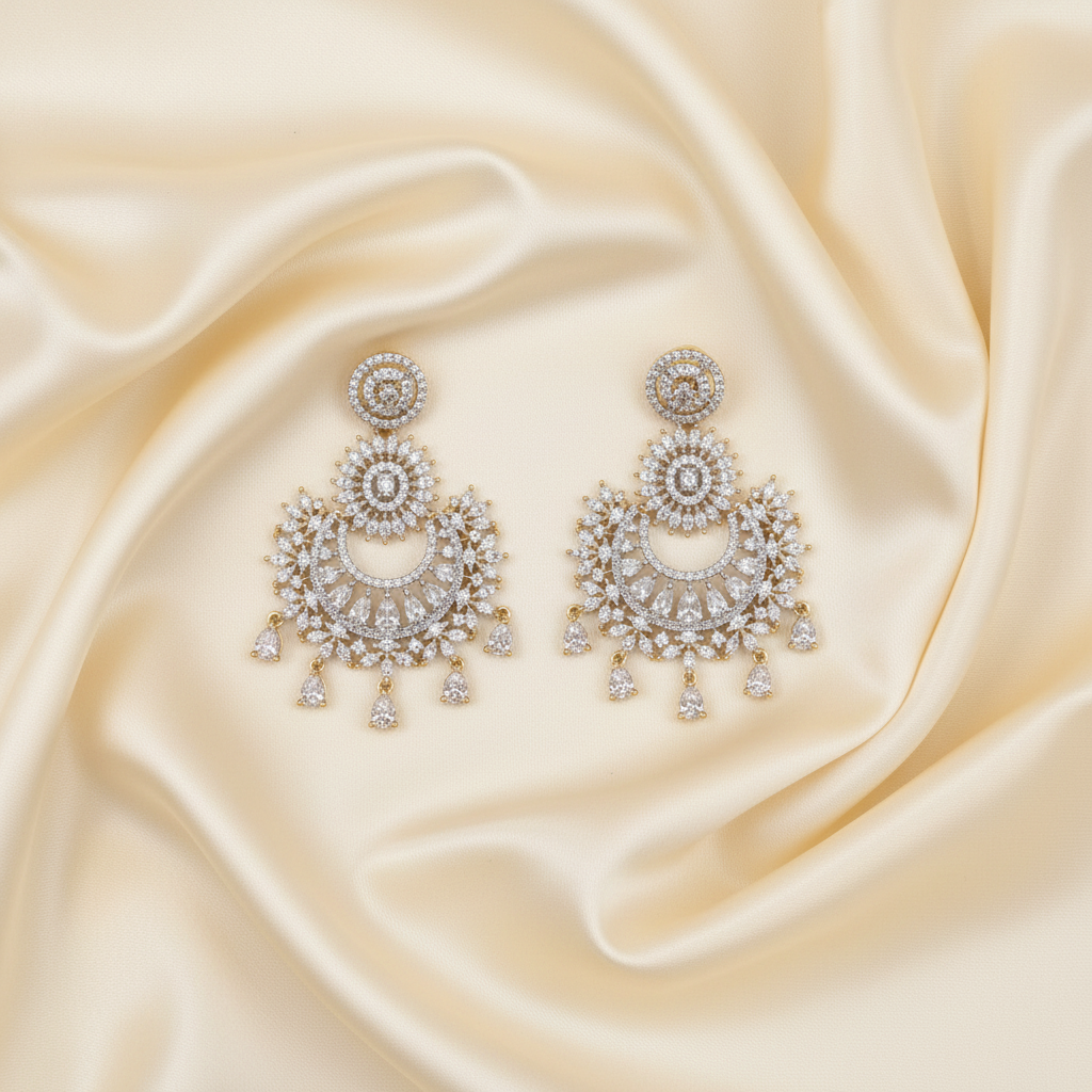 White Diamond Chandbali - Flat Lay