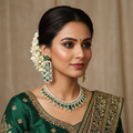 Woman Wearing Emerald Necklace Close-up