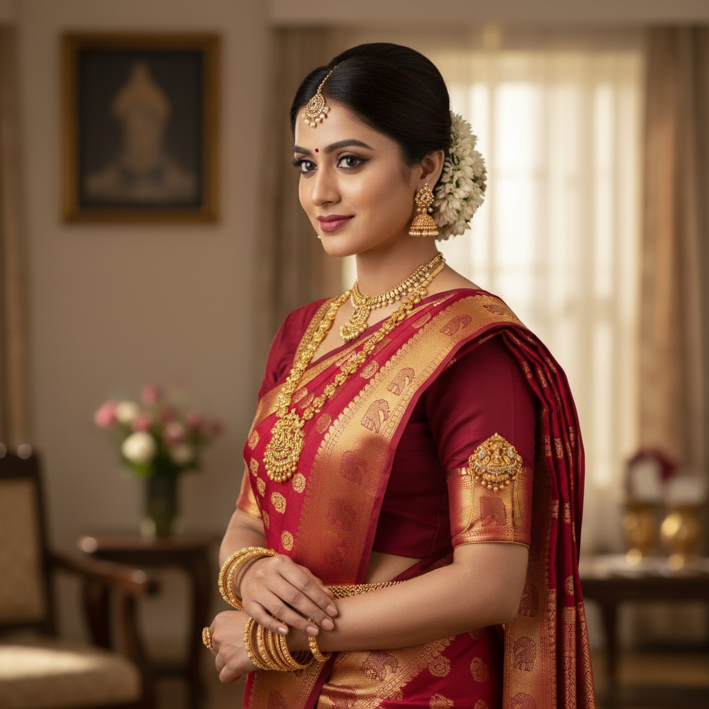 Woman wearing Lakshmi vanki armlet