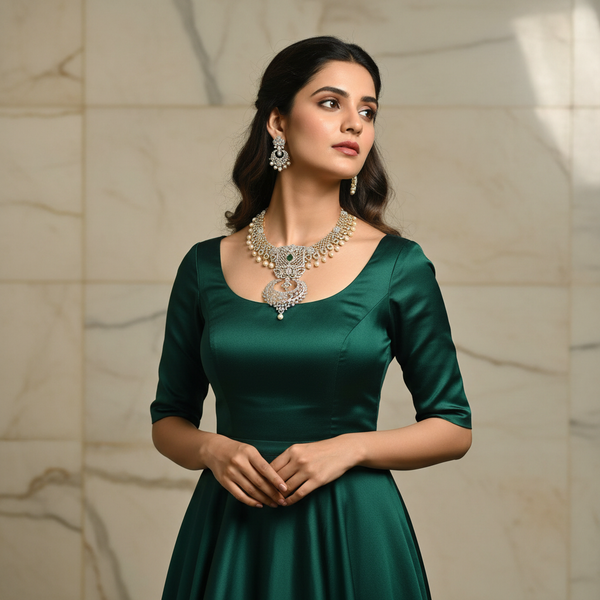 Woman wearing necklace