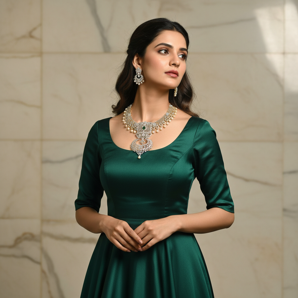 Woman wearing necklace