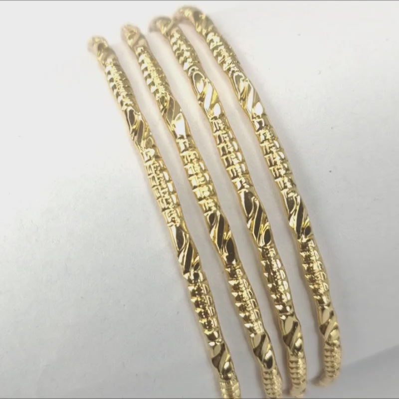 4 Piece Gold Bangles Set 25g - 24K Plated Daily Wear | Asp Jewellery