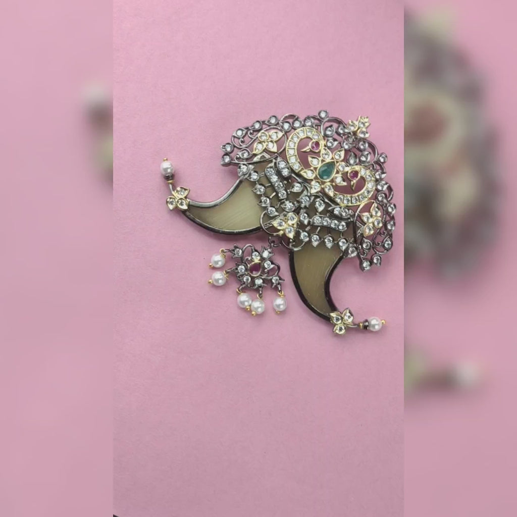 Victorian CZ Puligoru Pendant Set with Peacock Design - Premium Men's Jewelry