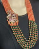 One Gram Gold Kempu Side Brooch With Semi Precious Beeds Mala By Asp Fashion Jewellery