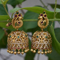 Antique Gold CZ Jhumka Earrings
