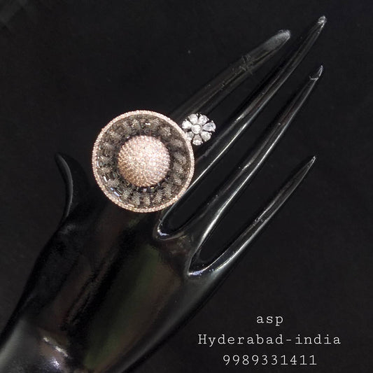 : CZ American Diamond Statement Finger Ring | Free Size Fashion Ring for Women